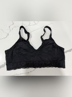 Soma Embraceable Wireless Unlined Lace Trim Bralette, Black - Size Large